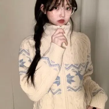 아이보리 니트 후디