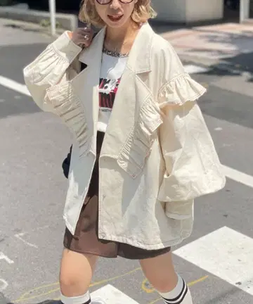 [ 헬로 샌프란시스코 ] 프릴 볼륨 슬리브 테일러 자켓