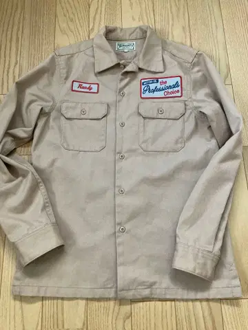 깔끔한 휴스턴 M 와펜 워크 셔츠 긴팔 남성용 베이지