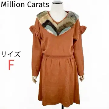 Million Carats 에코 퍼 니트 원피스 프릴 드롭 숄더