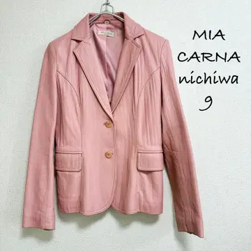 [레어] MIA CARNA 핑크 이탈리아 양가죽 가죽 자켓 9호