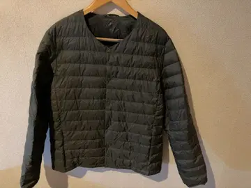 다크 그린 노카라 퀼팅 자켓