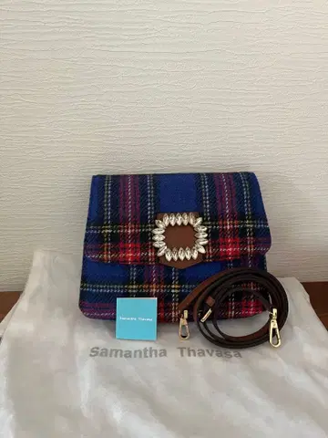 사만사 타바사 체크 무늬 숄더백