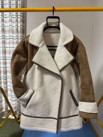 플리스 자켓 보아 자켓 화이트/브라운