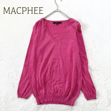 맥피 니트 얇은 소재 V넥 면100 무지 비비드 워셔블
