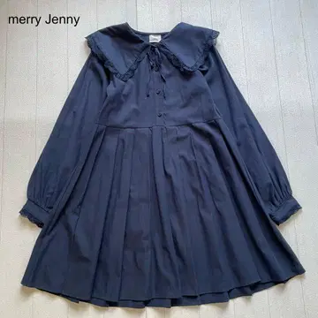 merry jenny x 나에나노 콜라보 리본 플리츠 원피스 네이비 F