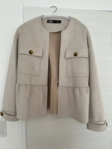 ZARA 베이지 노카라 자켓