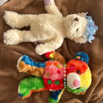 봉제 인형 세트 (화이트와 컬러풀)