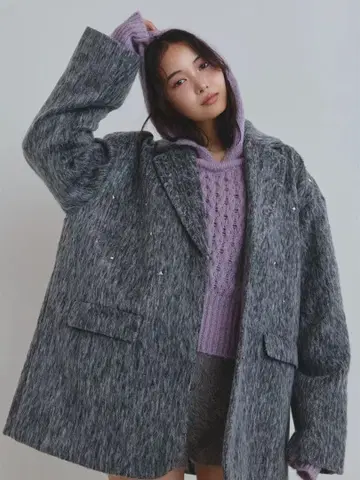 shaggy studs coat jacket andequal