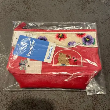 패밀리어 페이러 콜라보 파우치 새상품 빨간색 데님 한큐