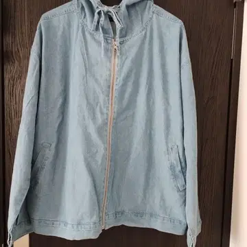 새상품 빅 사이즈 3L 라이트 블루 후드 부착 데님 자켓