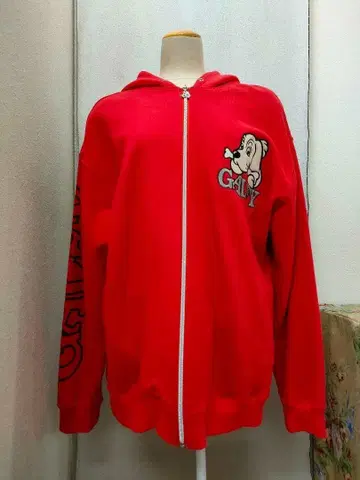 가우디 레드 집업 후드티