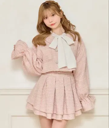 apres jour x Miridy 핑크 트위드 셋업