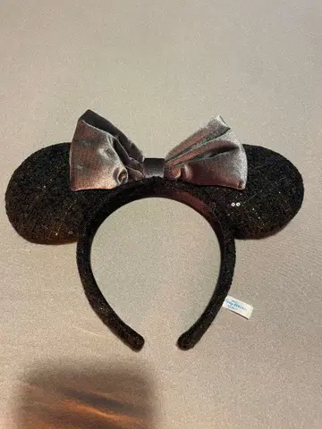 미니 귀 머리띠 블랙 라메 믹스