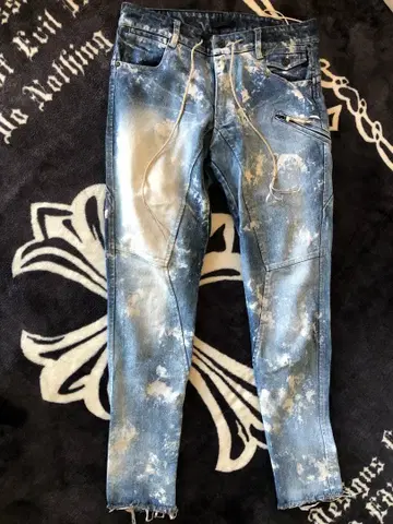 kmrii 케미컬 블리치 데님 팬츠 남성용