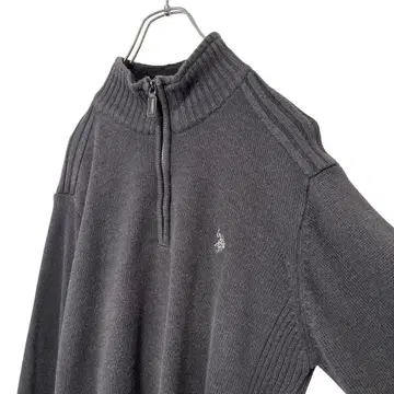 구제 의류 U.S. POLO ASSN 하프 지퍼 자수 로고 니트 스웨터