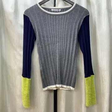 [ MARECHAL TERRE ] 배색 샤기 니트/2/그레이