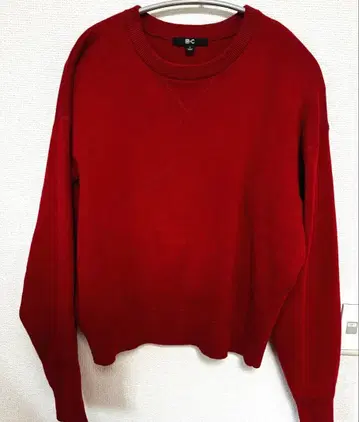 UNIQLO 레드 스무스 코튼 크루넥 스웨터 레드