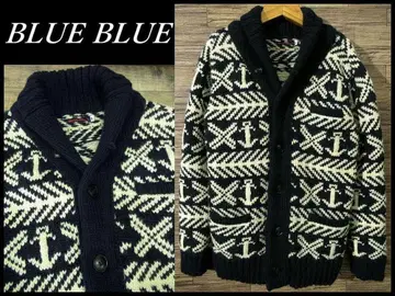 새상품급 블루블루 탄력 닻 패턴 헤비 울 카우 니트 M