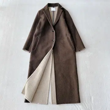 CINOH 치노 롱 코트 체스터 싱글 맥시 길이 바이컬러