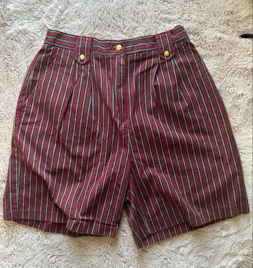 빨간색 블랙 스트라이프 하프 팬츠 빈티지 vintage