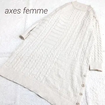 axes femme 엑시즈팜 펄 케이블 니트 원피스