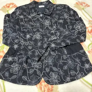 빅 사이즈 NONA 꽃무늬 자수 블랙 그레이 자켓