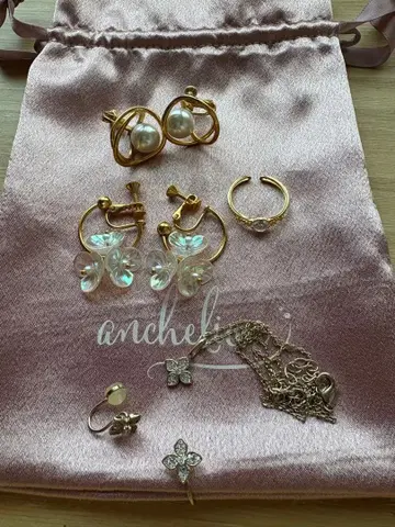 새상품급 앙셰리옹 액세서리 귀찌 반지 목걸이 5점
