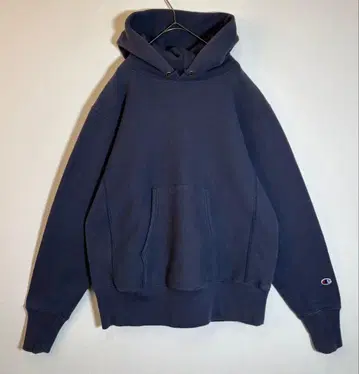 Champion 리버스 위브 복각 파랑 택 무지 무목 속기모 후드티