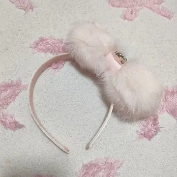 jesus diamante 퍼 리본 머리띠 핑크 비쥬