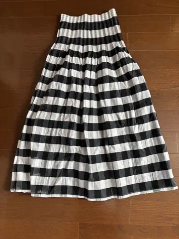 롱 스커트 체크 무늬 리버서블