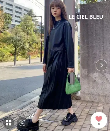 LE CIEL BLEU 인조 가죽 플리츠 원피스