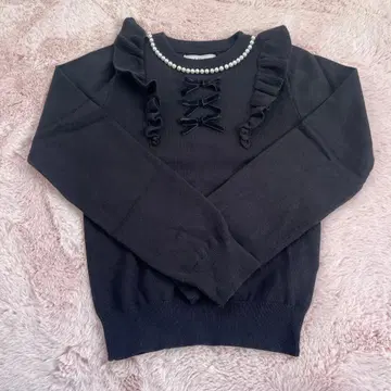 Ank Rouge 3개 리본 니트 블랙