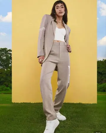 캐주얼 수트 베이지 프린트 쉬인 SHEIN