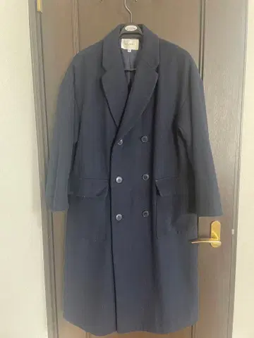 MOUSSY 네이비 더블 체스터 롱 코트