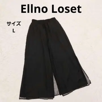 엘르 로제트 시어 레이어드 팬츠 L 블랙 캐주얼 개성 와이드