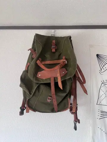 루마니아군 군용품 백팩 캔버스 가죽