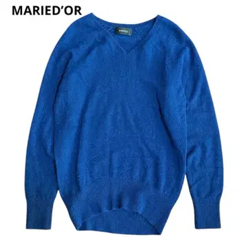 마리도르 캐시미어 100% V넥 블루