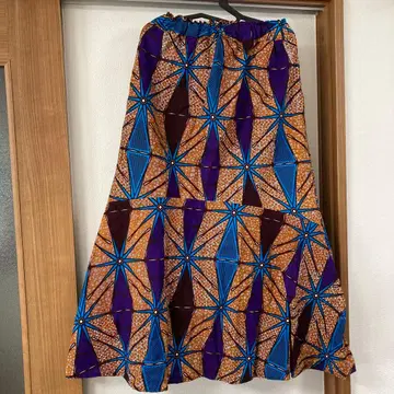 아프리카 천 기하학 패턴 머메이드 스커트