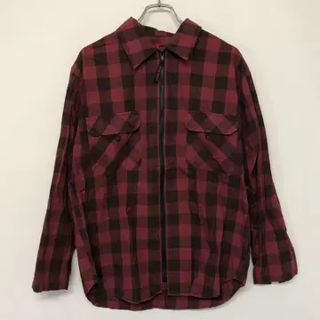 B ONE SOUL 90s 올드 스케이트 구제 의류 체크 집업 셔츠