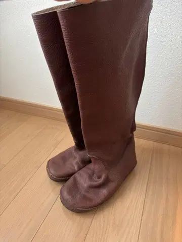 koos 브라운 가죽 롱 부츠