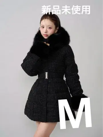 미사용 새상품 다리치 레이디 미디 트위드 다운 코트