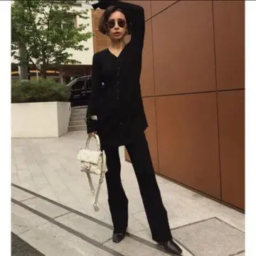 세트 ameri 스냅 버튼 포켓 니트 팬츠