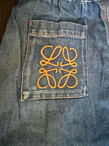 자수 포켓 라이트 블루 데님 와이드 팬츠