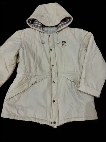 핑크하우스 아이보리 자켓 아우터 충전솜 코트 자수 체크 무늬