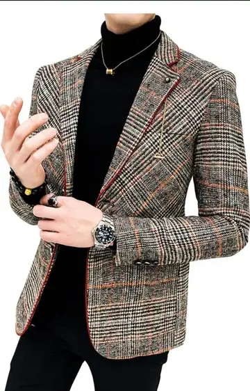 체크 무늬 테일러드 자켓