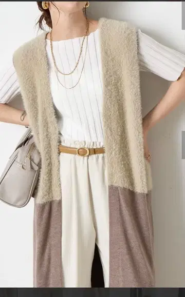 jena 제나 에스파스멜베이유 롱베스트 케이블 샤기 베스트