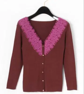 그레이스 콘티넨탈 레이스 리브 니트 가디건