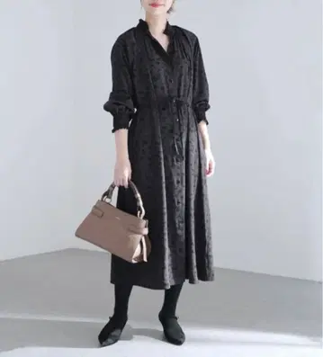 라토타리테 셔링 셔츠 원피스 블랙 프리 사이즈