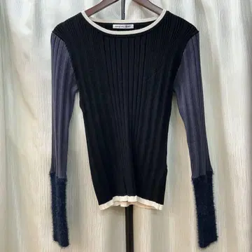 [ MERECHAL TERRE ] 배색 샤기 니트/2/블랙